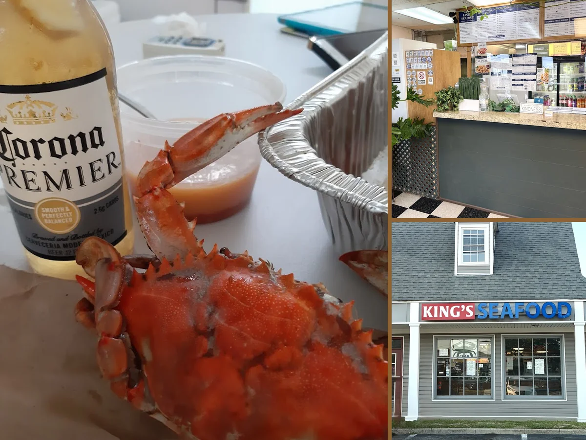 A simple dining room with seafood dishes.